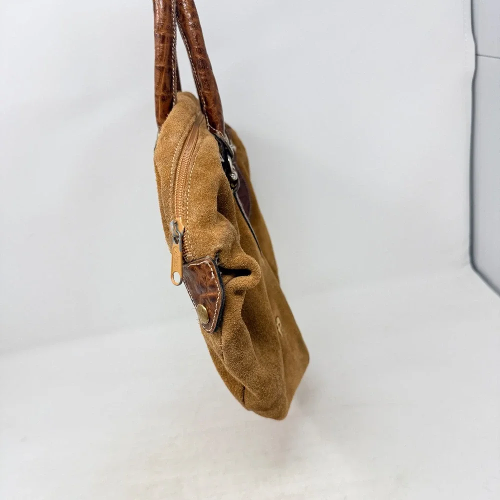 Etienne Aigner Satchel Bag Tan Suede Small Vintage Boho Handbag